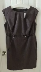 New Dark Purple Knee Length Belted Dress 14W - Picture 1 of 5