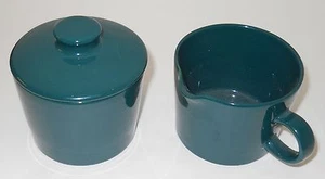 Kaj Franck Teema Dark Green Creamer & Sugar With Lid Iittala Arabia Finland - Picture 1 of 2