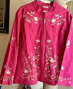 Rosefarben bestickte Damen Jacke 2XL - Bild 1 von 18
