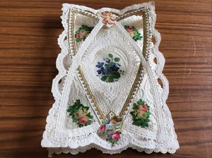 VICTORIAN PAPER LACE CARD - DOUBLE-LAYERED~12 X 18cm ~’to My Dear Friend’ - Foto 1 di 10