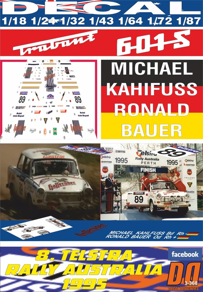 DECAL TRABANT P601 MICHAEL KAHIFUS R.AUSTRALIA 1995 45th (04) - Immagine 1 di 1