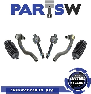 6 New Pc Steering Kit for Honda Accord Inner & Outer Tie Rod End Bellow Boots - Image 1 of 3