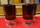 1970's Vintage French Luminarc Ruby Red matching set of 4 glasses