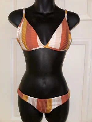 Bikini Rip Curl Premium Surf Bandas Canela Vertical Rayas Talla Pequeña Foto 1 de 4