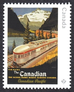 Canada 2022 * VINTAGE POSTERS * SCENIC TRAIN in MOUNTAINS * single from S/Sh MNH - Imagen 1 de 1