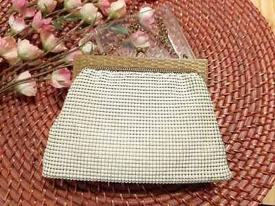 Cartera clutch vintage de malla blanca Whiting Davis, bolso de noche Foto 1 de 4