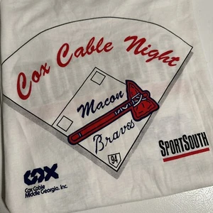 Vintage Macon Braves Tee T-Shirt Size XL Baseball Atlanta MLB Cox Cable Night - Picture 1 of 5