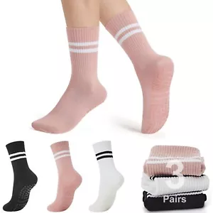 Pilates Socks with Grips for Women 3 Pairs Non-Slip Yoga Socks for Barre Danc... - Picture 1 of 6