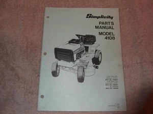 SIMPLICITY MODELS 4108 RIDING LAWN TRACTOR PARTS MANUAL - Picture 1 of 1