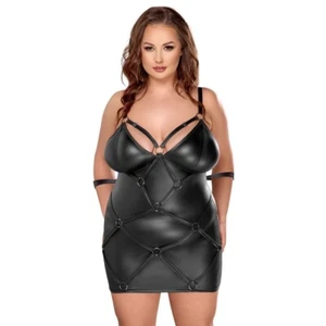 Sexy Vestido Cottelli Curves Negro Mate Bondage Con Puños Talla Grande - Imagen 1 de 4