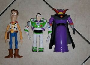 Lot of 3 Toy Story figures toys 8" Woody + Buzz +Zurg collectible items LOOK