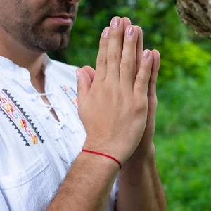 Mens Red string adjustable bracelet good luck fortune Kabbalah energy shield - Picture 1 of 11
