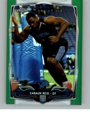 2014 Topps Chrome Caraun Reid 215   Detroit Lions Green Refractor - Image 1 of 2