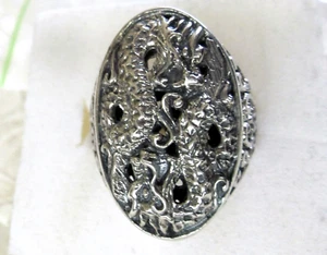 Anillo de dragón doble / talla 7 / plata esterlina 925, 11,5 gramos - Imagen 1 de 7