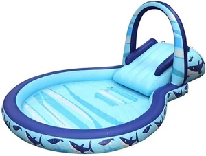 DIAPOSITIVA DESAPARECIDA Marca de miembro Inflable Tiburón Parque Piscina y Tobogán 150 pulgadas x 90i - Imagen 1 de 1