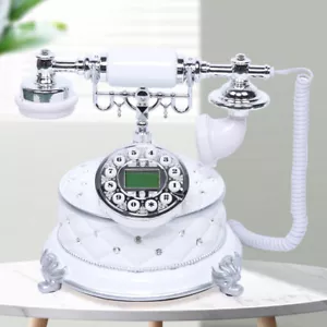 Retro Rotary Phone Vintage Dial Telephone Handset Landline Phone For Home Office - Photo 1/12