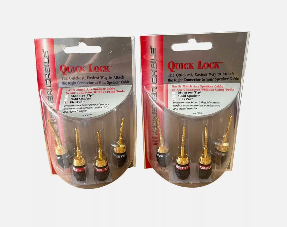 Lote de 2 cables de altavoz modulares Monster Quick Lock Flex Tip NUEVO Foto 1 de 4
