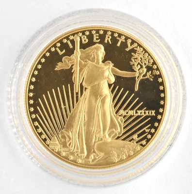 Moneda de oro American Eagle fina de 1 onza 1989 de Estados Unidos con acabado a prueba de 50 dólares Foto 1 de 2