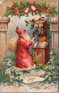 Postal vintage de NAVIDAD SANTA CLAUS en túnica roja / TELÉFONO - 1910 Cancelar - Imagen 1 de 2
