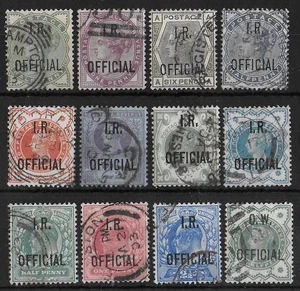 GREAT BRITAIN 1882-1904 used officials Lot of 12 Stamps Unchecked for Types - Bild 1 von 1