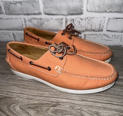 ZAPATOS DE BARCO DE LONA LAVADA JUNTO AL MAR PETER MILLAR NARANJA BISQUE Para hombres 11 Foto 1 de 4