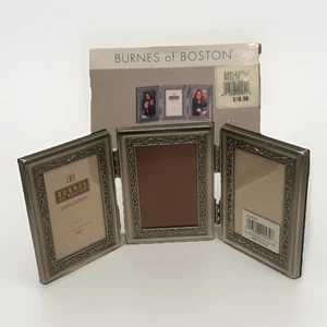 VTG Burnes Of Boston Metal Triple Picture Frame Ornate Scroll 2.5”x 3.25” Photos - Picture 1 of 7