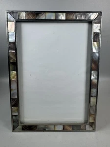 Vintage Mother of Pearl Picture Frame 7.5x5.5” Silver Tone Border - Picture 1 of 10