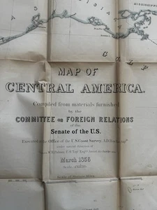 Mittelamerika 1856 Riesige Faltkarte Capt. Palmer US Senat Karte Washington GPO - Bild 1 von 14