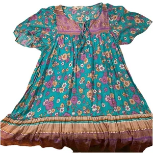 Umgee USA Women's Sz M Dress Floral A-Line Mini Bohemian Summer H79 - Picture 1 of 8