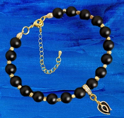Onyx Armband💍2 Stück Damen Perlenarmband vergoldete Perlen Damen Schmuck - Bild 1 von 2