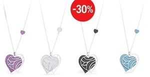 Collana Lunga Cuore Glitter Donna Acciaio Sagapo Argento Viola  Nero Azzurro - Foto 1 di 10