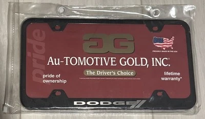 DODGE Two Stripe License  Plate Frame Stainless Steel BLACK- AutomotiveGold - Image 1 of 2