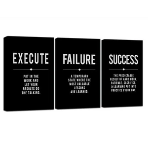 Framed Canvas Wall Art Success Quote For Office, Black Large Positive Motivat... - Picture 1 of 9