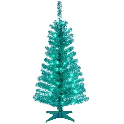 National Tree Company Pre-Lit Artificial Christmas Tree, Silver Tinsel, White - Image 1 of 4