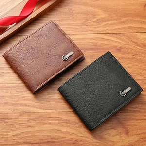 Vintage PU Leather Wallet Men Simple Short Wallets ID Cards Holder Money Bags - Picture 1 of 12