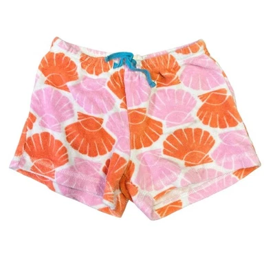 Mini Boden Terry Shorts Girls Size 6Y Pink Orange Seashells Beach Summer - Image 1 of 4
