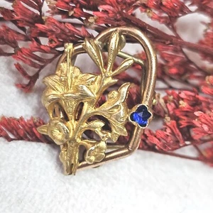 Jugendstil Sautoir Schieber Enzian Dekor Saphir vergoldet 20x15mm - Bild 1 von 10