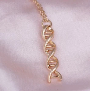 Collana DNA stile placcato oro o argento collana scienza alta qualità da USA - Foto 1 di 5