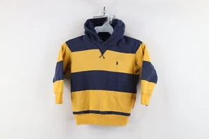 Vintage 90s Ralph Lauren Toddler 4T Faded Striped Rugby Hoodie Sweatshirt - Picture 1 of 15
