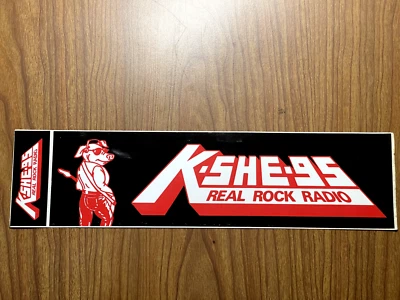 Pegatina de parachoques KSHE95 de St. Louis, MO "Real Rock Radio" con carne dulce - negra Foto 1 de 3