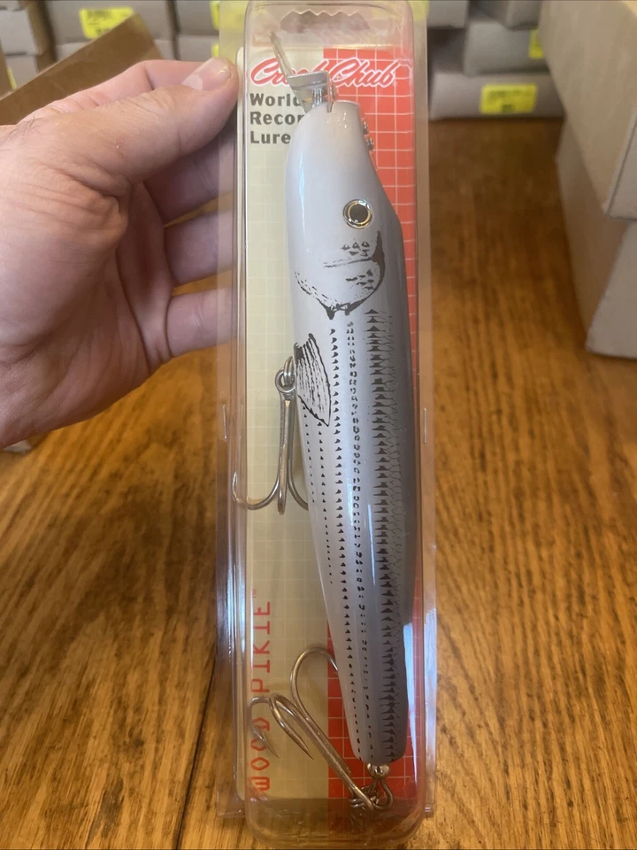 Pikie de madera vintage Creek Chub 7-7/8" Baby Striper gris nuevo Foto 1 de 4