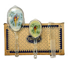 Athoware MCM Dresser Set Mirror Brush Comb Clear Lucite Bird Design Vintage Box