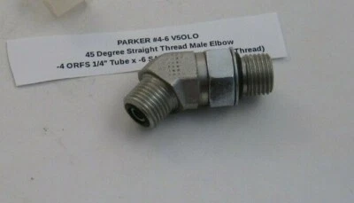 PARKER -4 ORFS 1/4" Tube x -6 SAE-ORB (9/16-18) 45 Degree Male Elbow  - Image 1 of 4