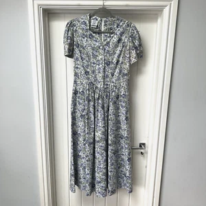 Laura Ashley Dress Women's UK 14 Multicoloured Floral Vintage Cotton Fit & Flare - Picture 1 of 14