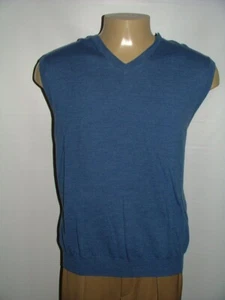 NEW WT CLUB ROOM V-NECK VEST SIZE XXL 100% MERINO WOOL BLUE SOLID #215 - Picture 1 of 4