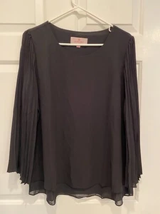 LAURIE FELT Woven Blouse w/ Pleated Sleeves BLACK size MEDIUM - Picture 1 of 3