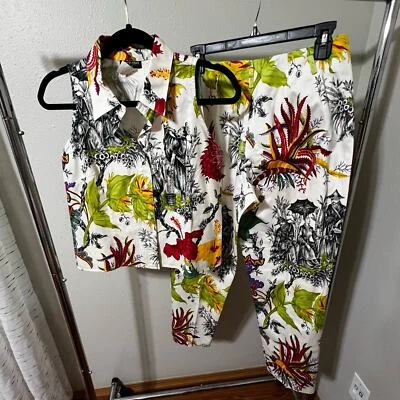 Juego de 2 piezas vintage asiático oriental estampado algodón, para mujer 10 Foto 1 de 4