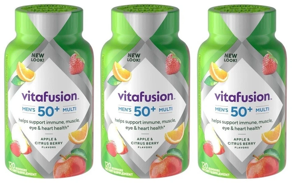 Pack de 3 gomitas múltiples Vitafusion 50+ para hombre 120 ct *CAD 11/25* Foto 1 de 1