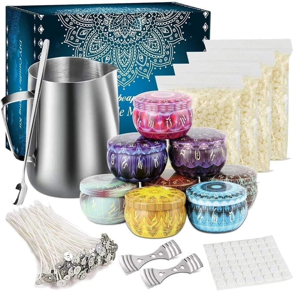 DIY Kerzenherstellungs-Set – Mit Wachsschmelzer, Sojawachs, Gläsern, Duftölen & Farben, Geschenkbox