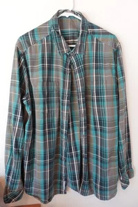 Horny Toad Mens Shirt Button Down Long Sleeve Plaid Blue Grey Size L - Picture 1 of 8